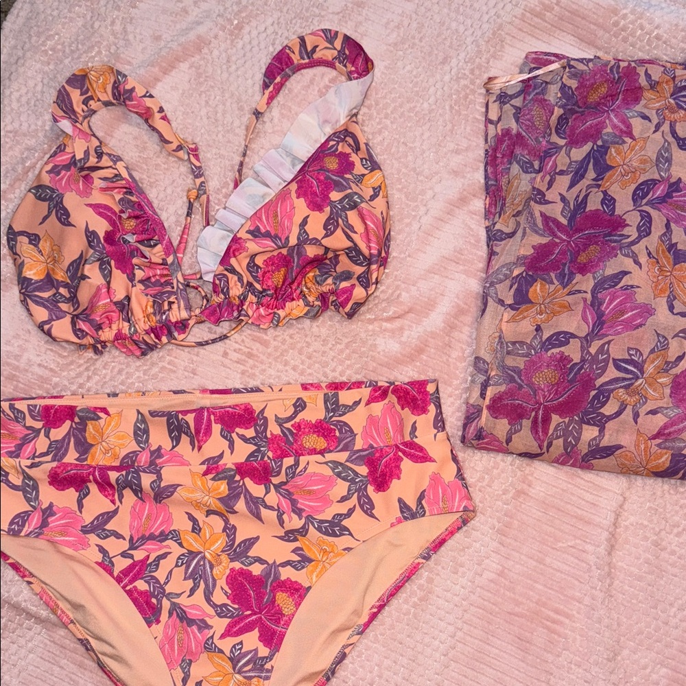 Old Navy Floral Swim Set - Pink and Purple